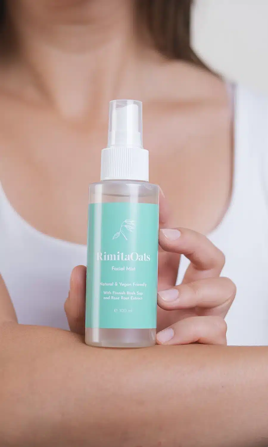 RimitaOats Facial Mist on an arm